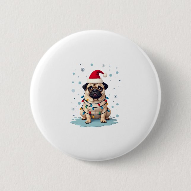 Pug Dog Christmas Men Women (3) Knapp (Framsida)