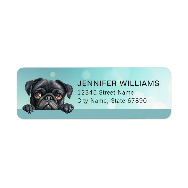 Pug Dog Return Address Labels Returadress Etikett (Framsidan)