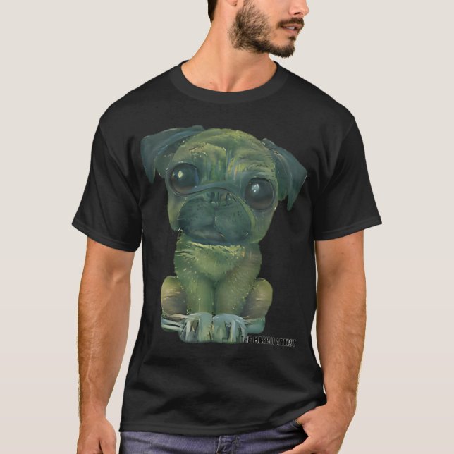 Pug Dog X Claude Monet #3 Mashup - Original Art Pi T Shirt (Framsida)