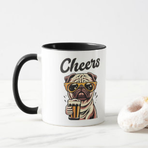 Pug Drinking Beer-nummer Mugg
