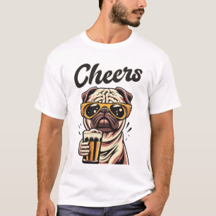Pug Drinking Beer-nummer T Shirt