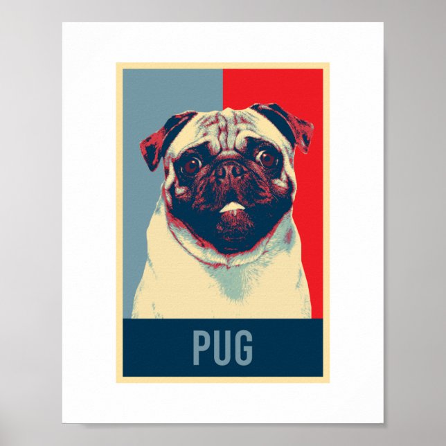 Pug Dutch Bulldog Hund Porträtt Pop Art Poster (Framsidan)
