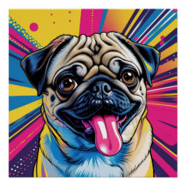 Pug em Pop Art 01 Perfect Poster