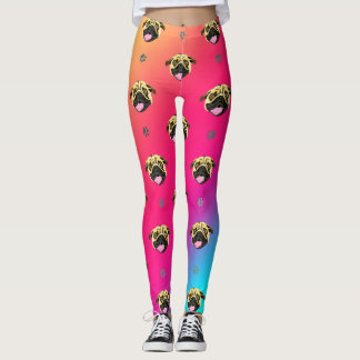 Pug Face Leggings Regnbåge