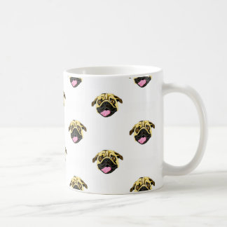 Pug Face Print Vit 325 ml Klassisk Mugg