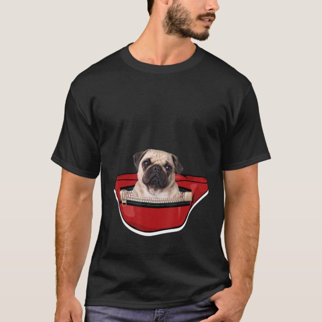 Pug Fanny Pack Bum Bag Dropbag Hund älskare Waist  T Shirt (Framsida)