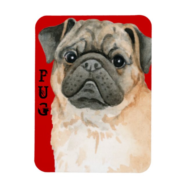 Pug Färg Block Magnet (Vertikal)