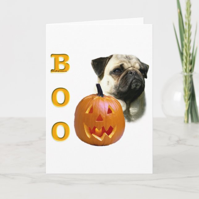 Pug (fawn) Boo Kort (Framsida)