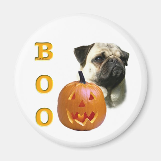 Pug (fawn) Boo Magnet (Framsidan)