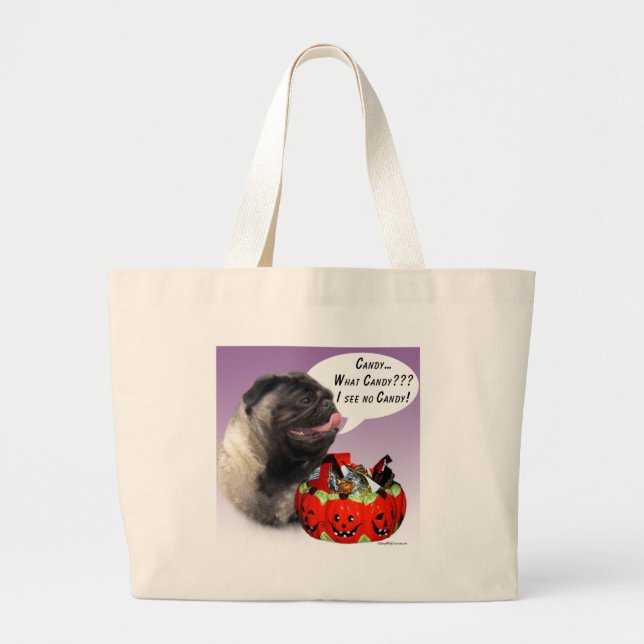 Pug (fawn) Halloween Candy Jumbo Tygkasse (Framsidan)