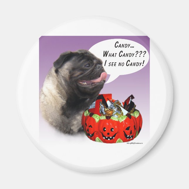 Pug (fawn) Halloween Candy Magnet (Framsidan)