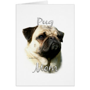 Pug (fawn) Mamma 2 Hälsningskort