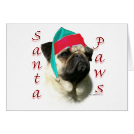 Pug (fawn) Santa Tassar Hälsningskort