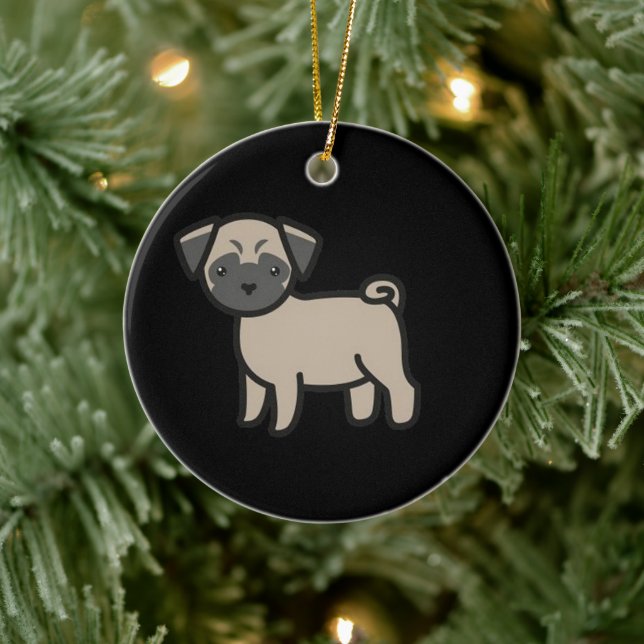 Pug Fawn Tecknad Film Julgransprydnad Keramik (Träd)