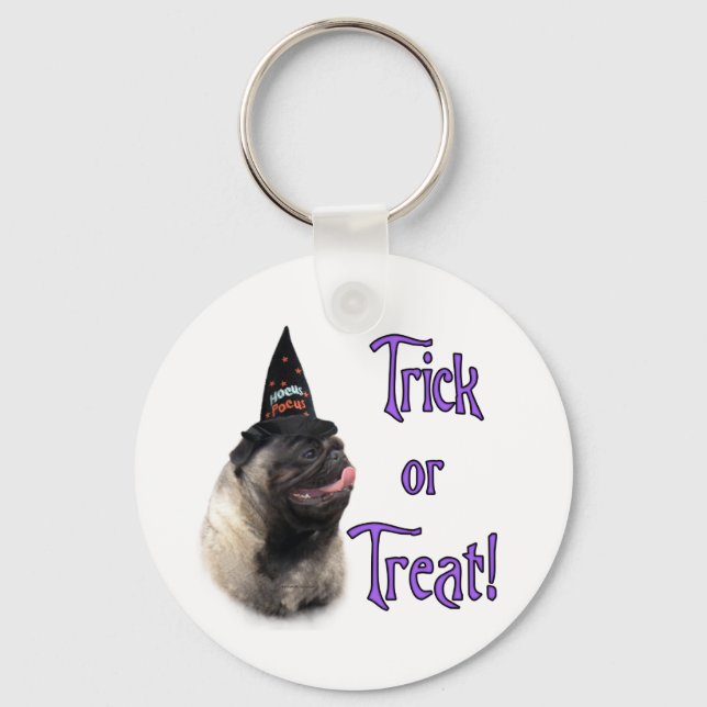 Pug (fawn) Trick Nyckelring (Framsida)