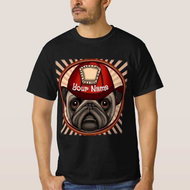 Pug Firefighter T Shirt (Framsida)