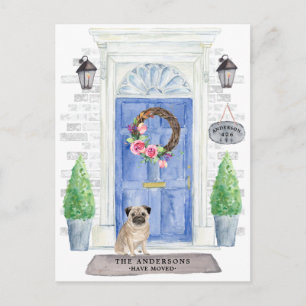 Pug Flytta Announonement Postcard Vykort