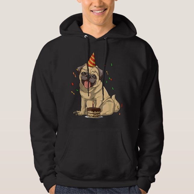 Pug Födelsedag Pug Födelsedagsfest Pug Tema Hoodie (Framsida)