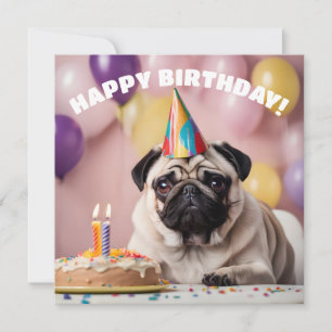 Pug Födelsedagsfest Kort