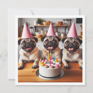 Pug-födelsedagskort, Pug-kort, Pug-kort Inbjudningar