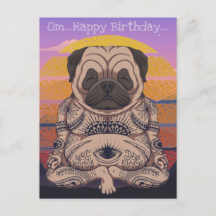 Pug födelsedagskort vykort