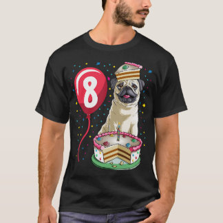 Pug Födelsedagstårta Ballong 8 T Shirt