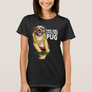Pug for Girls Kids Hula Dancer Aloha Pug T Shirt