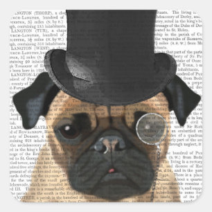 Pug, Formellt hound och Hat Fyrkantigt Klistermärke