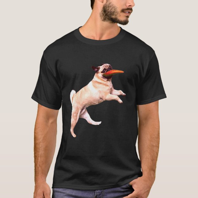 Pug Frisbee Graphic Lap hundar print Hund T Shirt (Framsida)