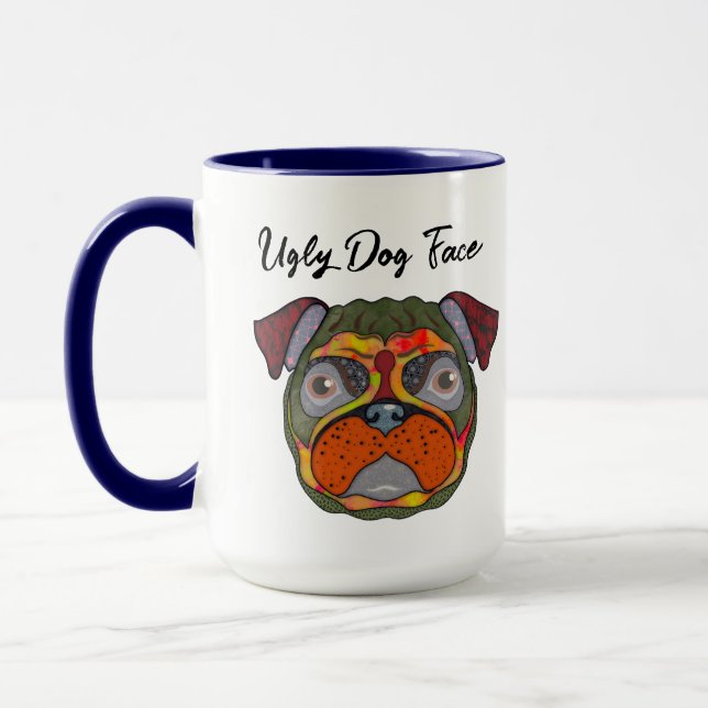 Pug ful hund ansikte mugg (Vänster)