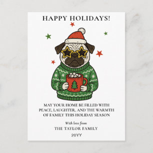 Pug ful ugly jultröja jul varm choklad marshmallow helg vykort