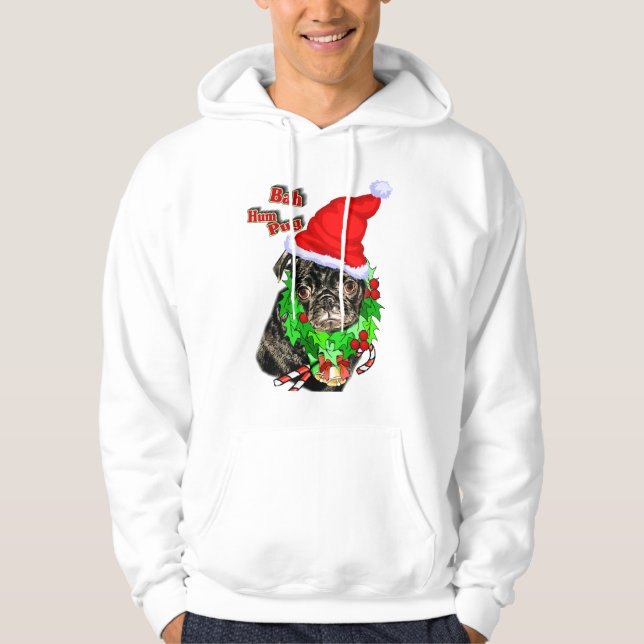 Pug Funny julklapp Hoodie (Framsida)
