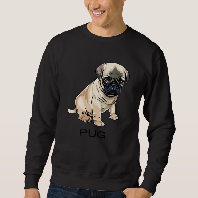 Pug Galen Hund Lång Ärmad Tröja (Framsida)