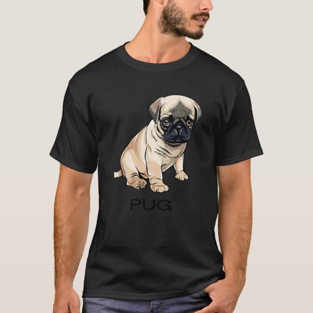 Pug Galen Hund T Shirt (Framsida)