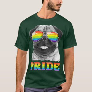 Pug Gay pride HBT Rainbow Flagga Sunglass T HBT Shirt