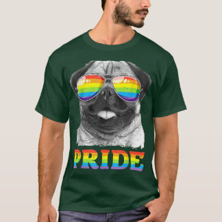Pug Gay pride HBT Rainbow Flagga Sunglass T HBT Shirt