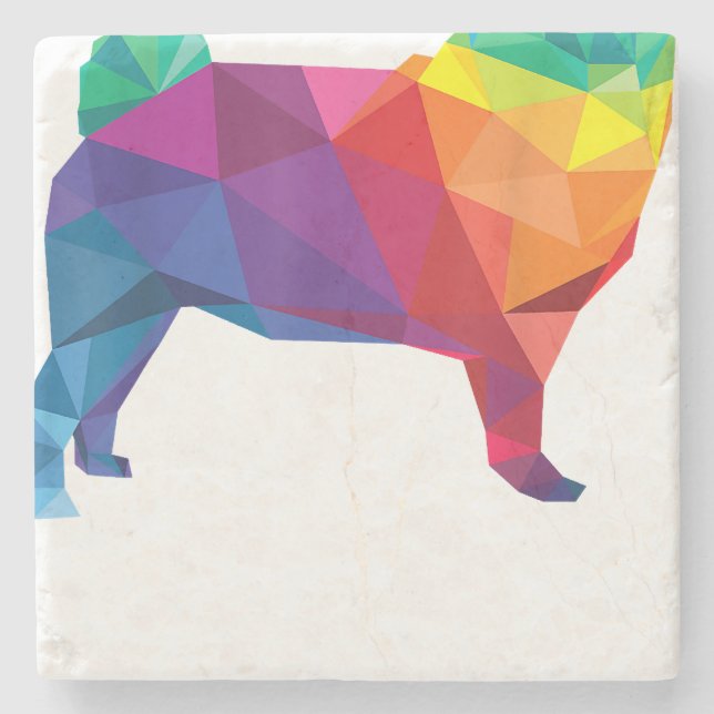 Pug Gay pride LGBT Rainbow Flagga T shirt Hundälsk Stenunderlägg (Framsidan)