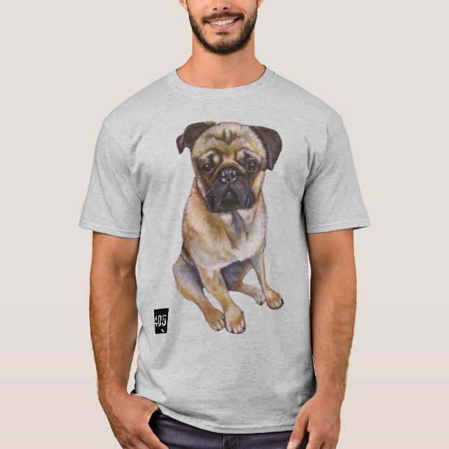 Pug Gaze T-Shirt – Chalk Art Style (Framsida)