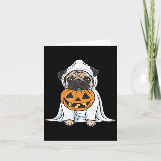 Pug Ghost Hund Halloween Kort (Framsida)