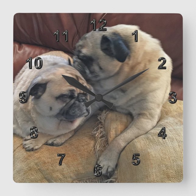 Pug Gifts for Pug Älskare eller PHOTO Clock Fyrkantig Klocka (Framsida)
