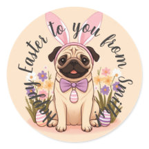 Pug Glad påsk-klistermärken