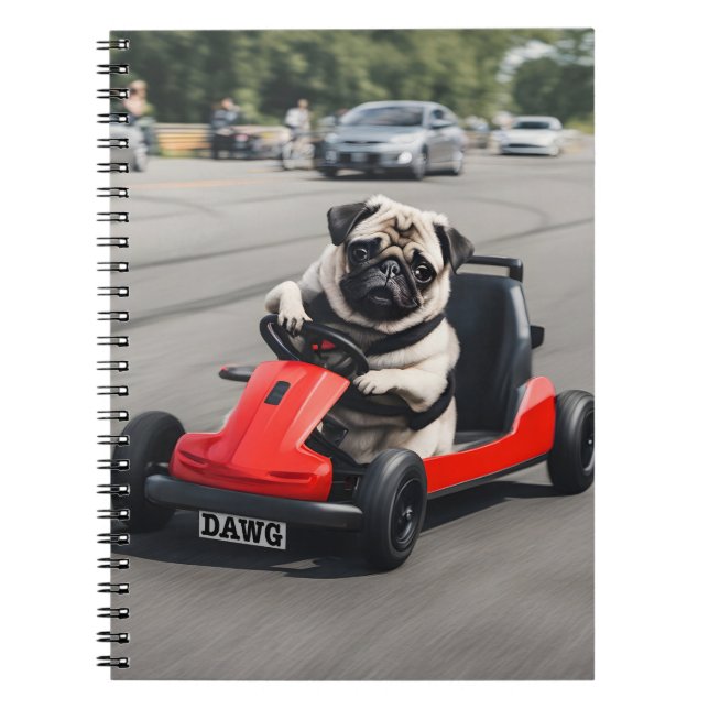 Pug go-kart-tävla anteckningsbok (Framsidan)