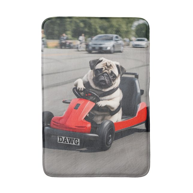 Pug go-kart-tävla badrumsmatta (Framsidan (Vertikal))