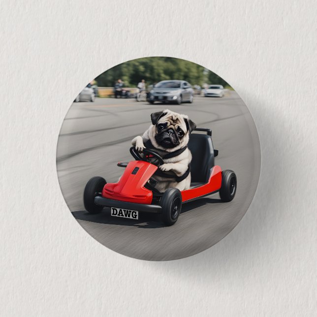 Pug go-kart-tävla knapp (Framsida)
