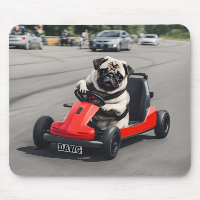 Pug go-kart-tävla musmatta (Framsidan)