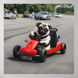 Pug go-kart-tävla poster