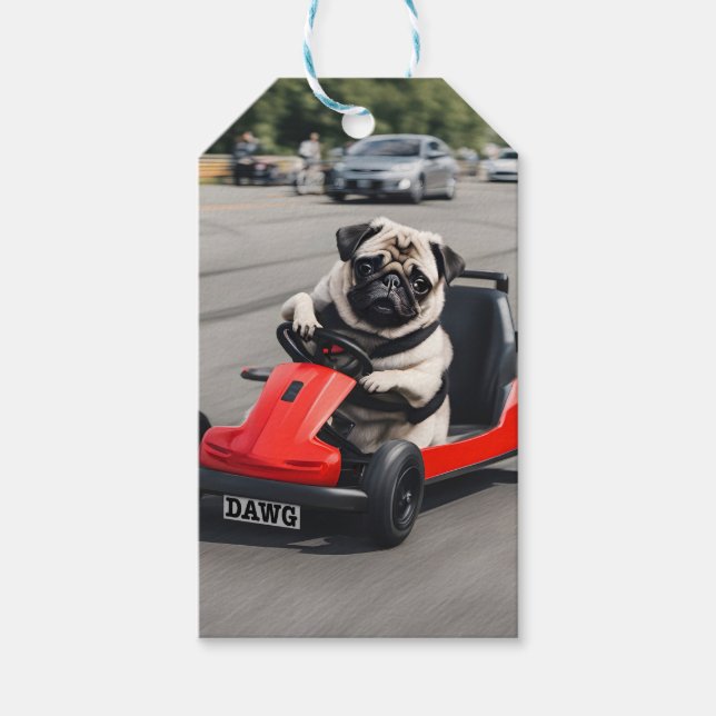 Pug go-kart-tävla presentetikett (Framsidan)