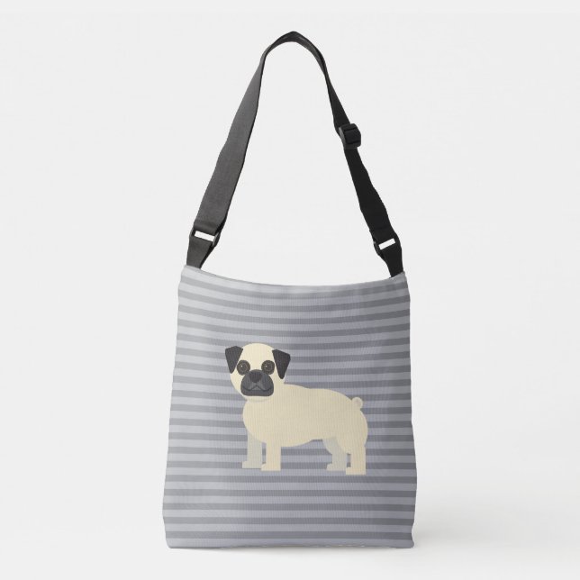 Pug Grå Randig Axelväska (Framsida)