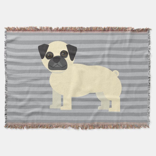 Pug Grå Randig Filt (Framsidan)