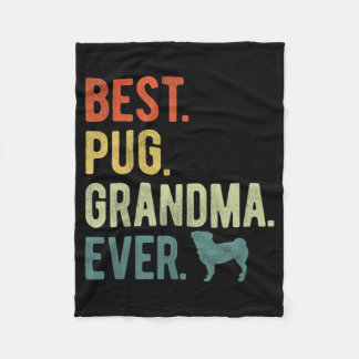 Pug Grandma Hundälskare Mors dag Fleecefilt